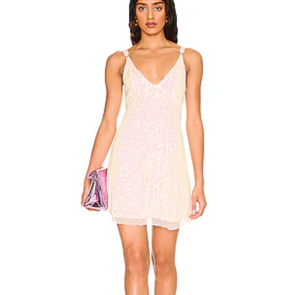 Free People Gold Rush Mini Dress in Icicle Pearl - Picture 4 of 13